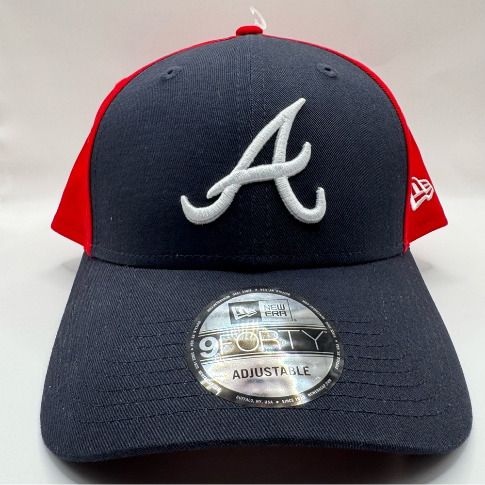New Era 9 Forty MLB 2024 Atlanta Braves Navy Blue Red Adjustable Hat OSFM